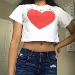 White Heart Cropped Tee